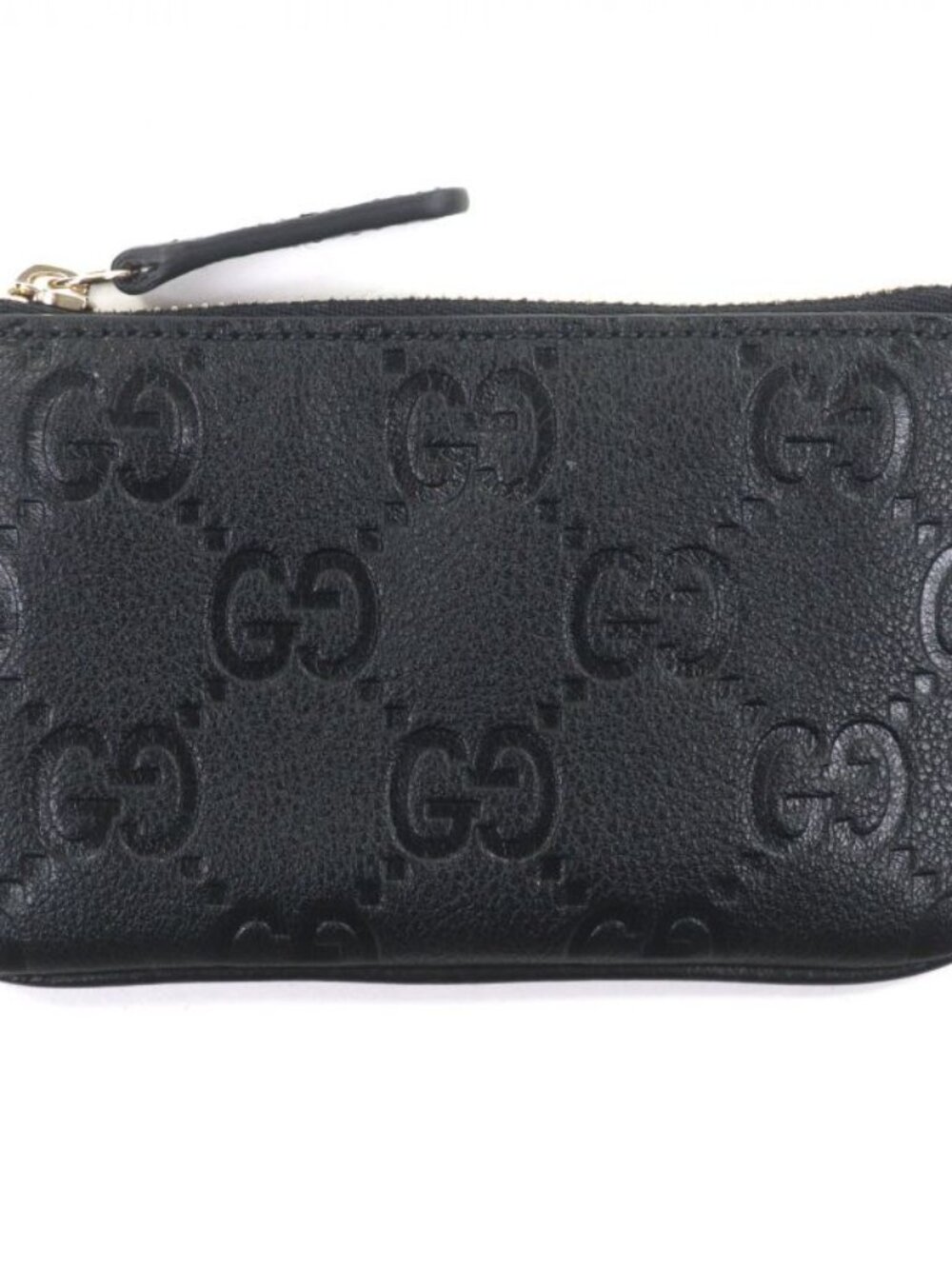 Gucci Leather GG Emblem Key Pouch Coin Case Black Gold Box Stora - Picture 3 of 9